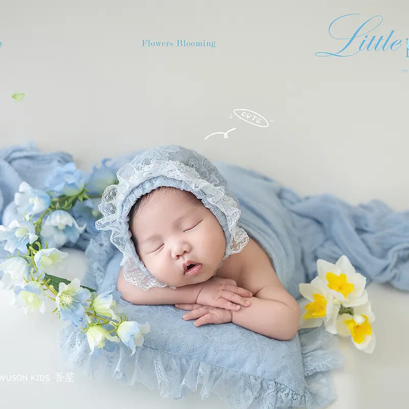 Baby Girl Blue Florals Theme Set - Newborn Photography Props